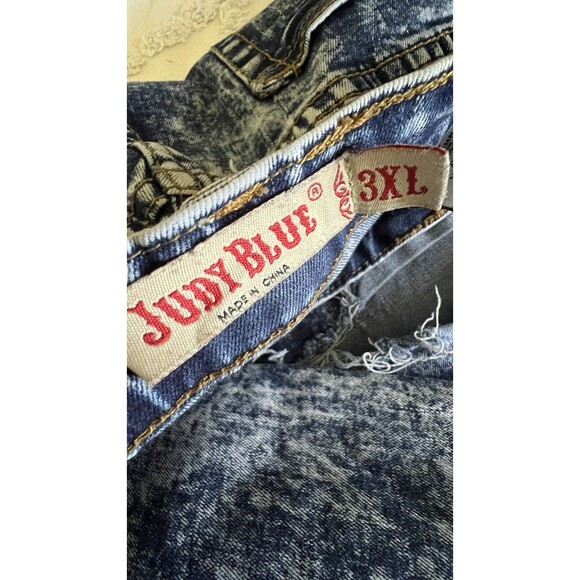 Judy Blue Jeans distressed ripped acid wash retro destroyed blue denim 3X / 20W - Picture 6 of 15